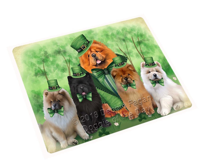 St. Patricks Day Irish Family Portrait Chow Chows Dog Tempered Cutting Board C50211