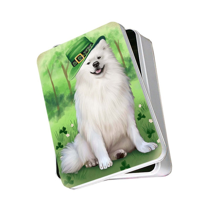 St. Patricks Day Irish Portrait American Eskimo Dog Photo Storage Tin PITN48450