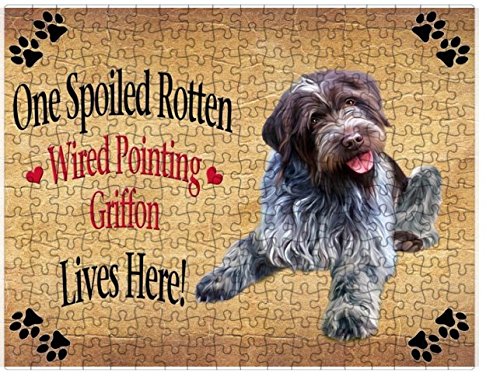 Spoiled Rotten Wirehaired Pointing Griffon Dog Puzzle with Photo Tin