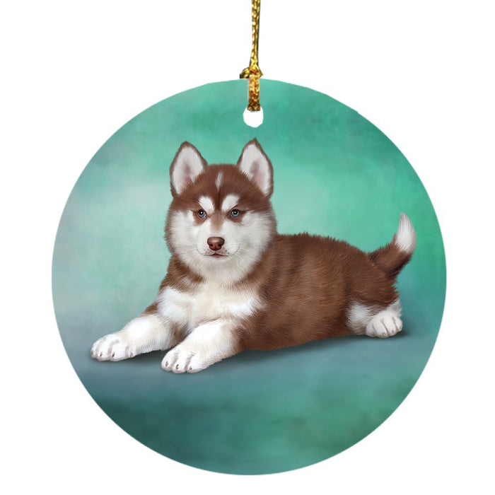 Siberian Husky Dog Round Christmas Ornament