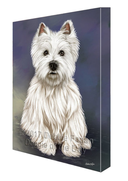 West Highland Terriers Puppy Dog Painting Printed on Canvas Wall Art Signed