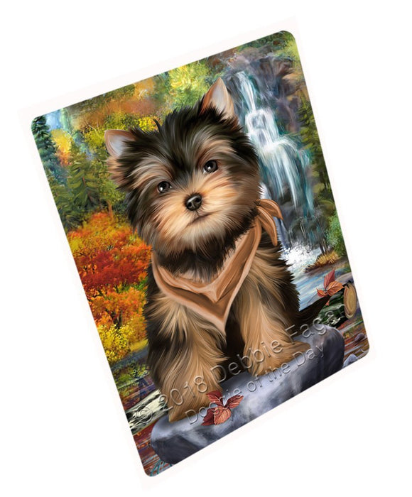 Scenic Waterfall Yorkshire Terrier Dog Tempered Cutting Board C52461