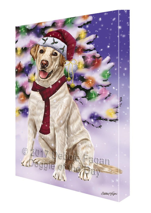 Winterland Wonderland Labrador Adult Dog In Christmas Holiday Scenic Background Painting Printed on Canvas Wall Art