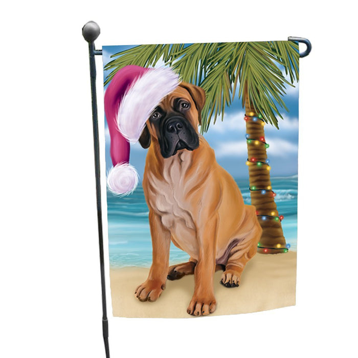 Summertime Christmas Happy Holidays Bullmastiff Dog on Beach Garden Flag FLG313
