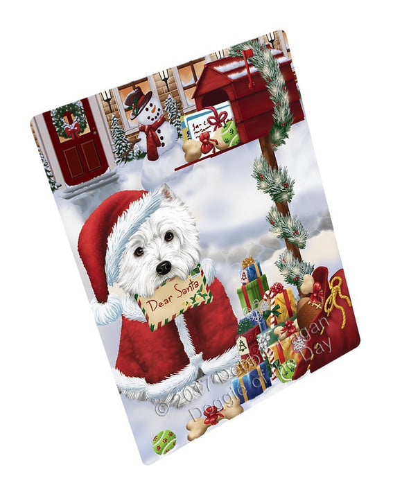 West Highland Terriers Dear Santa Letter Christmas Holiday Mailbox Dog Art Portrait Print Woven Throw Sherpa Plush Fleece Blanket