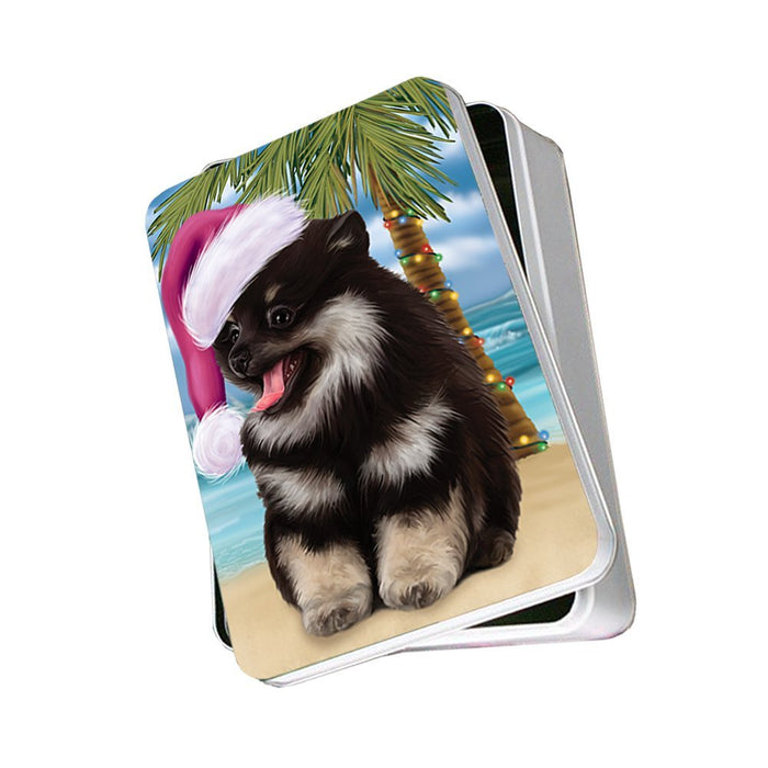 Summertime Pomeranian Spitz Dog on Beach Christmas Photo Storage Tin PTIN0697