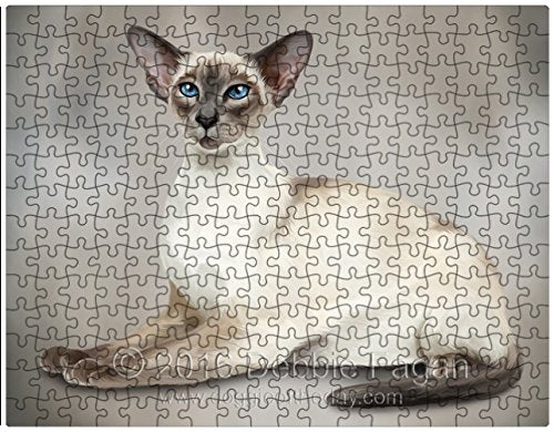 Thai Siamese Cat Art Portrait Print 300 Pc. Puzzle with Photo Tin