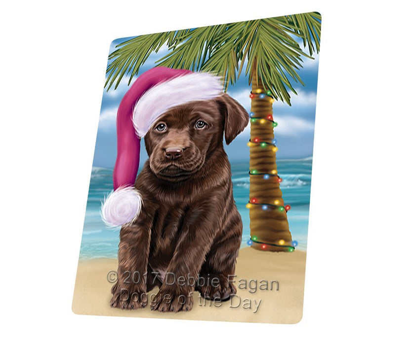 Summertime Happy Holidays Christmas Labradors Dog on Tropical Island Beach Large Refrigerator / Dishwasher Magnet D186