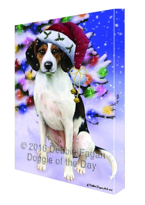 Winterland Wonderland Treeing Walker Coonhound Dog In Christmas Holiday Scenic Background Canvas Wall Art