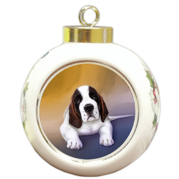 Saint Bernard Dog Round Ball Christmas Ornament RBPOR48092