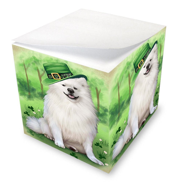 St. Patricks Day Irish Portrait American Eskimo Dog Note Cube NOC48450