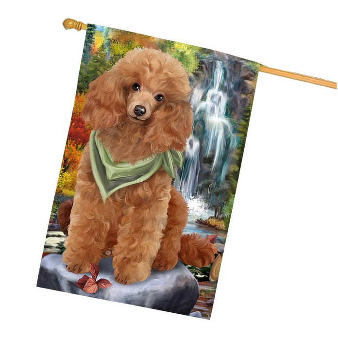 Scenic Waterfall Poodle Dog House Flag FLGA49445