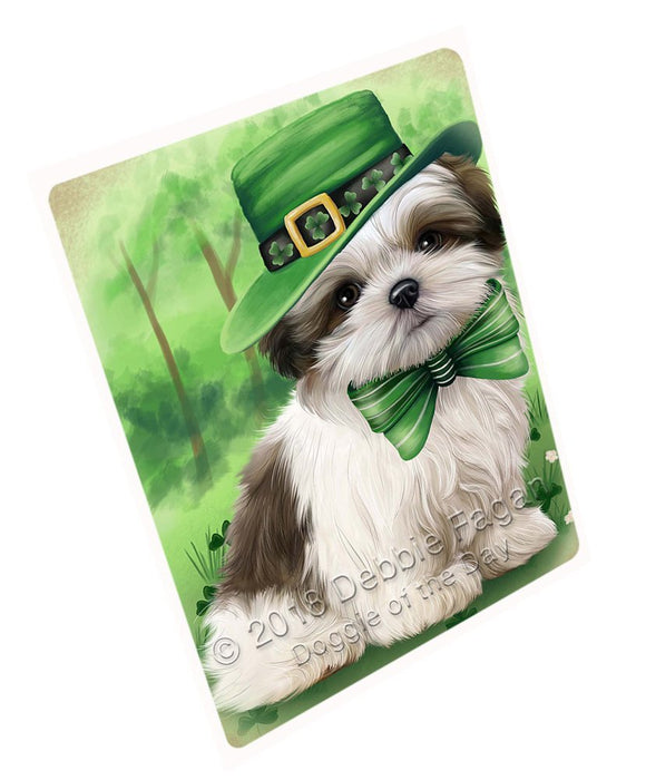 St. Patricks Day Irish Portrait Malti Tzu Dog Tempered Cutting Board C50379
