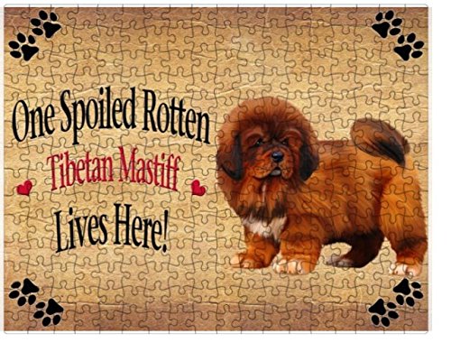 Spoiled Rotten Tibetan Mastiff Dog Puzzle with Photo Tin