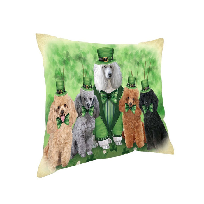 St. Patricks Day Irish Family Portrait Poodles Dog Pillow PIL52776