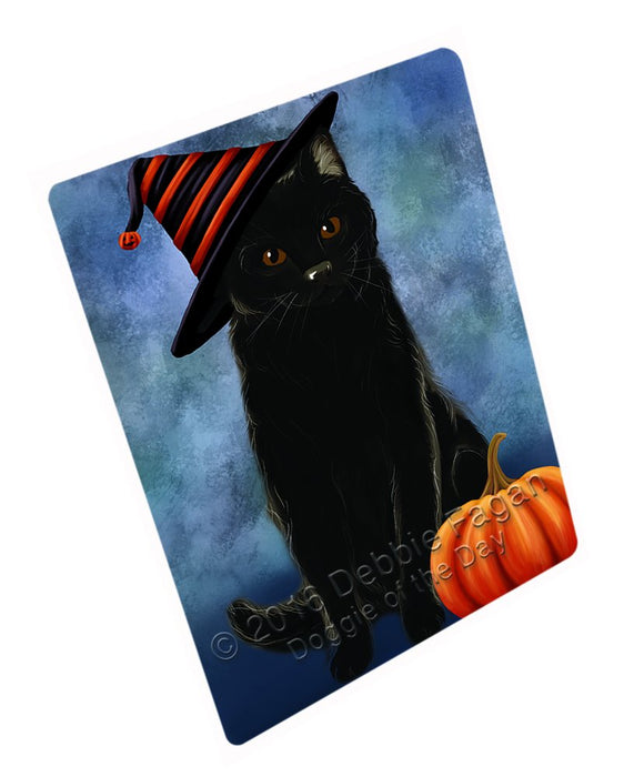 Happy Halloween Black Cat Wearing Witch Hat With Pumpkin Magnet Mini (3.5" x 2")