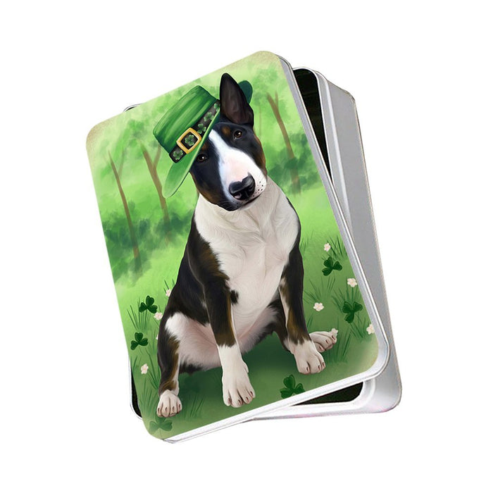 St. Patricks Day Irish Portrait Bull Terrier Dog Photo Storage Tin PITN48745