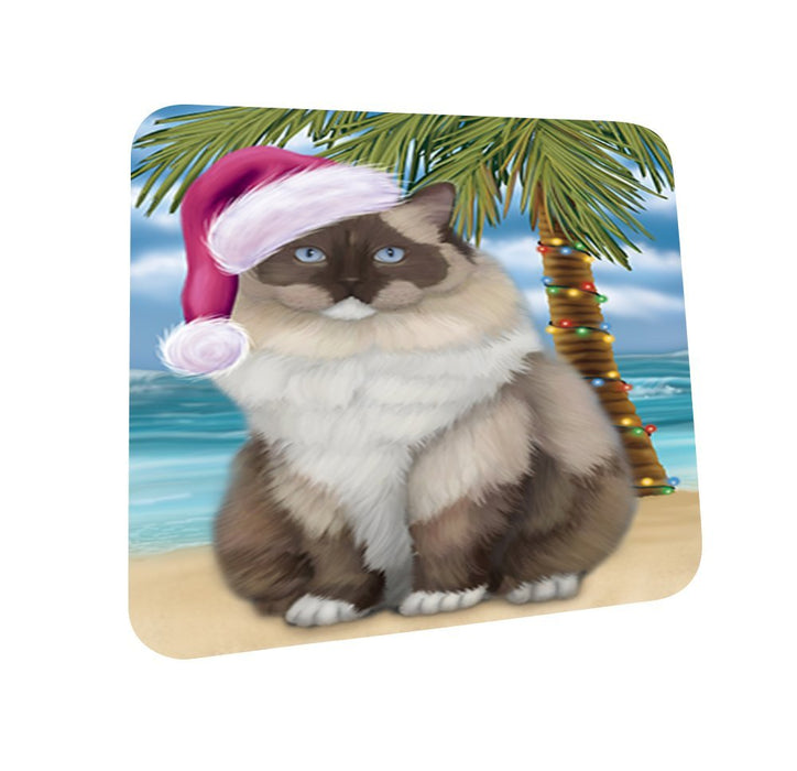 Summertime Ragdoll Cat on Beach Christmas Coasters CST600 (Set of 4)