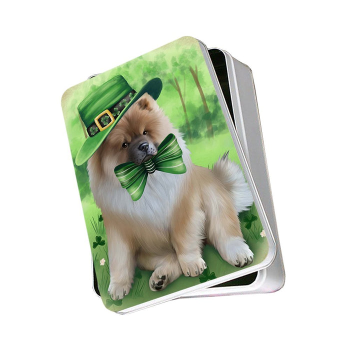 St. Patricks Day Irish Portrait Chow Chow Dog Photo Storage Tin PITN48782