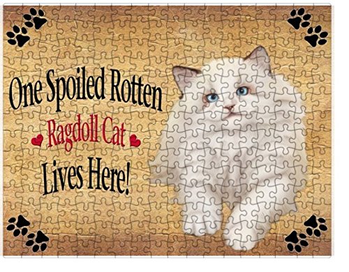 Spoiled Rotten White Ragdoll Cat Puzzle with Photo Tin