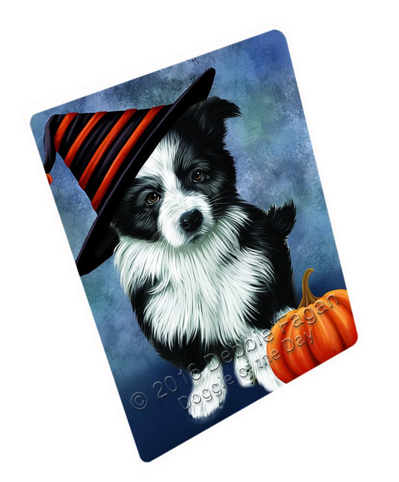 Happy Halloween Border Collie Dog Wearing Witch Hat With Pumpkin Magnet Mini (3.5" x 2")