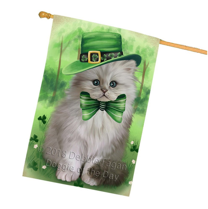 St. Patricks Day Irish Portrait Persian Cat House Flag FLG49180