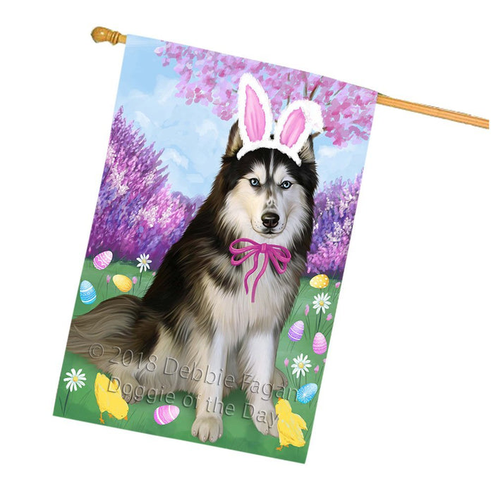 Siberian Husky Dog Easter Holiday House Flag FLG49372