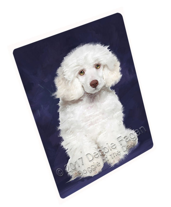 White Poodle Dog Tempered Cutting Board