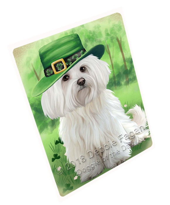 St. Patricks Day Irish Portrait Maltese Dog Tempered Cutting Board C50367