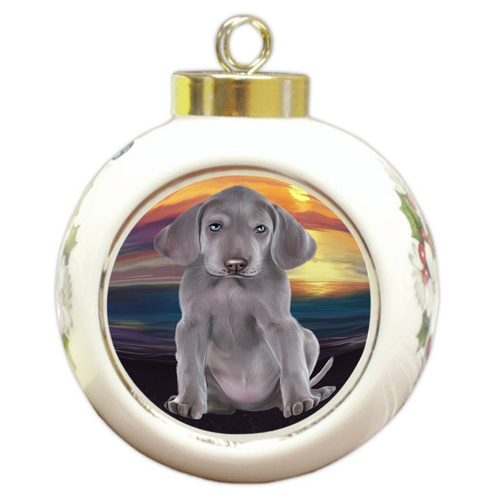 Weimaraner Dog Round Ball Christmas Ornament RBPOR48536