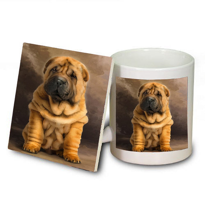 Shar Pei Puppy Dog Mug and Coaster Set