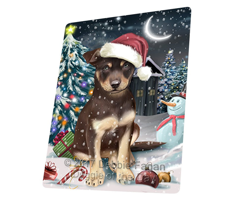 Have A Holly Jolly Christmas Australian Kelpie Dog In Holiday Background Magnet Mini (3.5" x 2") D060