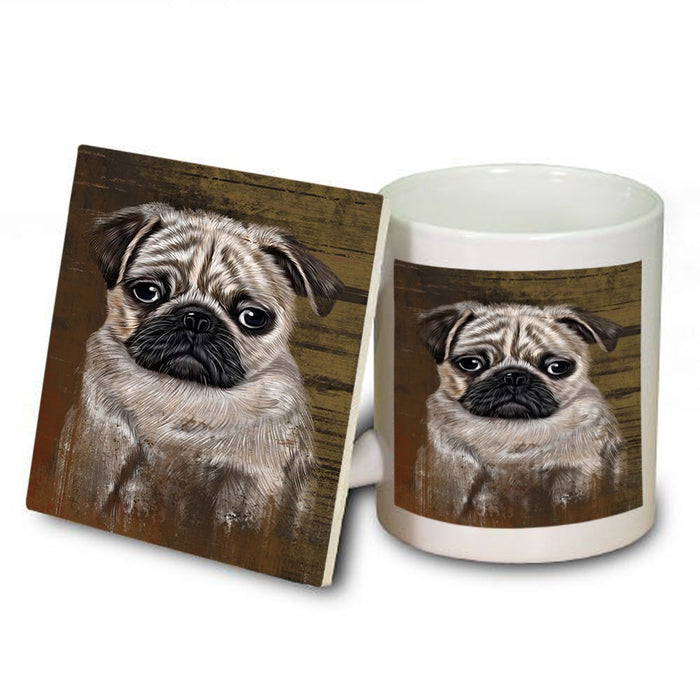 Rustic Pug Dog Mug and Coaster Set MUC48244