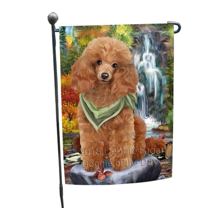 Scenic Waterfall Poodle Dog Garden Flag GFLG49309