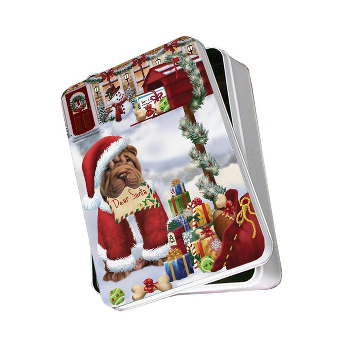 Shar Pei Dear Santa Letter Christmas Holiday Mailbox Dog Photo Storage Tin