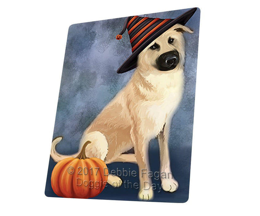 Happy Halloween Chinook Dog Wearing Witch Hat With Pumpkin Magnet Mini (3.5" x 2")