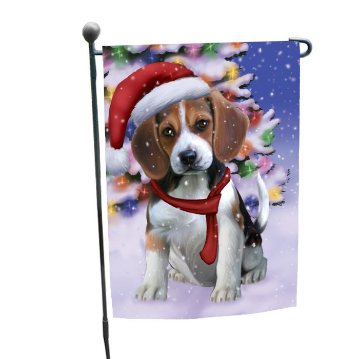 Winterland Wonderland Beagles Dog In Christmas Holiday Scenic Background Garden Flag