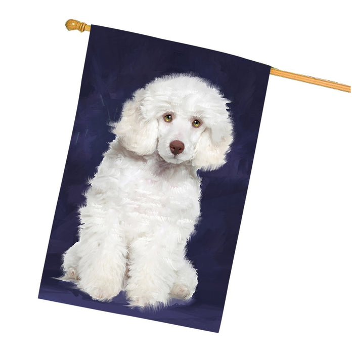 White Poodle Dog House Flag