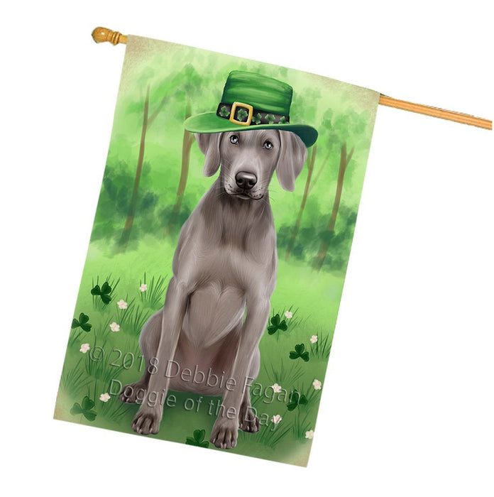 St. Patricks Day Irish Portrait Weimaraner Dog House Flag FLG49266