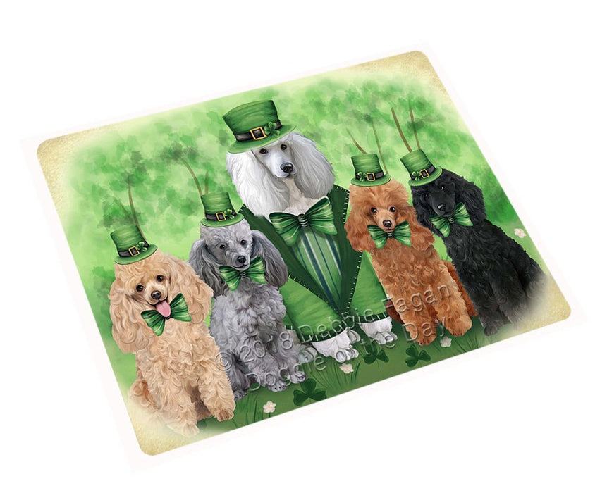 St. Patricks Day Irish Family Portrait Poodles Dog Tempered Cutting Board C51558