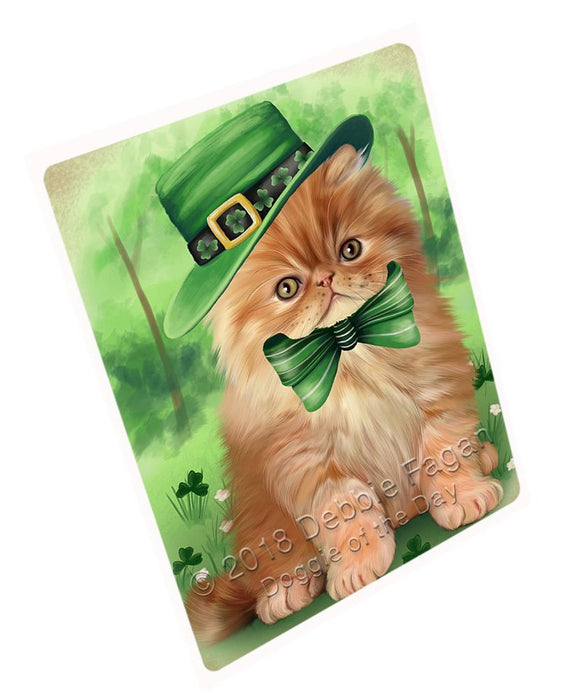 St. Patricks Day Irish Portrait Persian Cat Tempered Cutting Board C51507