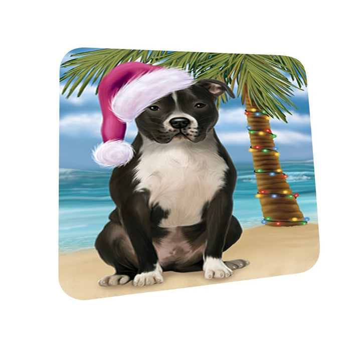 Summertime Pit Bull Dog on Beach Christmas Coasters CST549 (Set of 4)