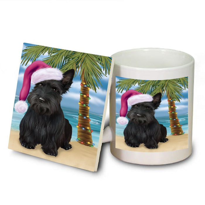Summertime Scottish Terrier Dog on Beach Christmas Mug and Coaster Set MUC0522