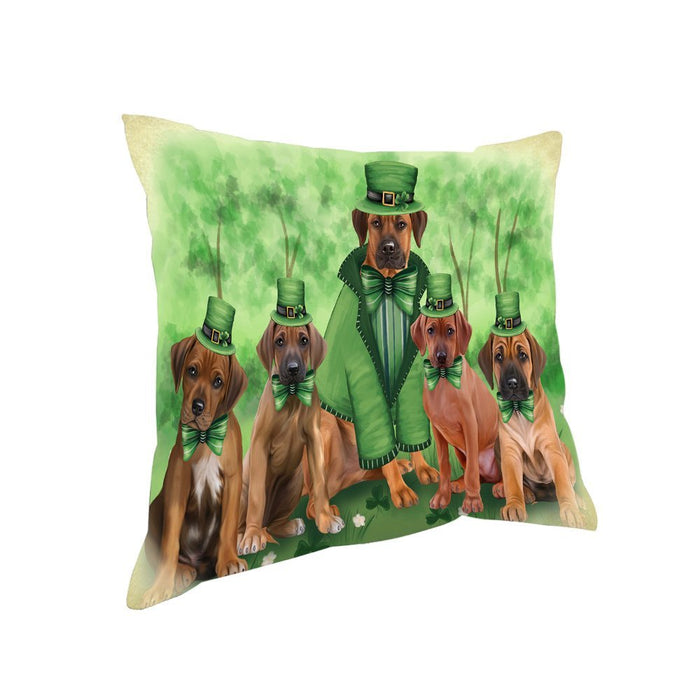 St. Patricks Day Irish Family Portrait Rhodesian Ridgebacks Dog Pillow PIL52832