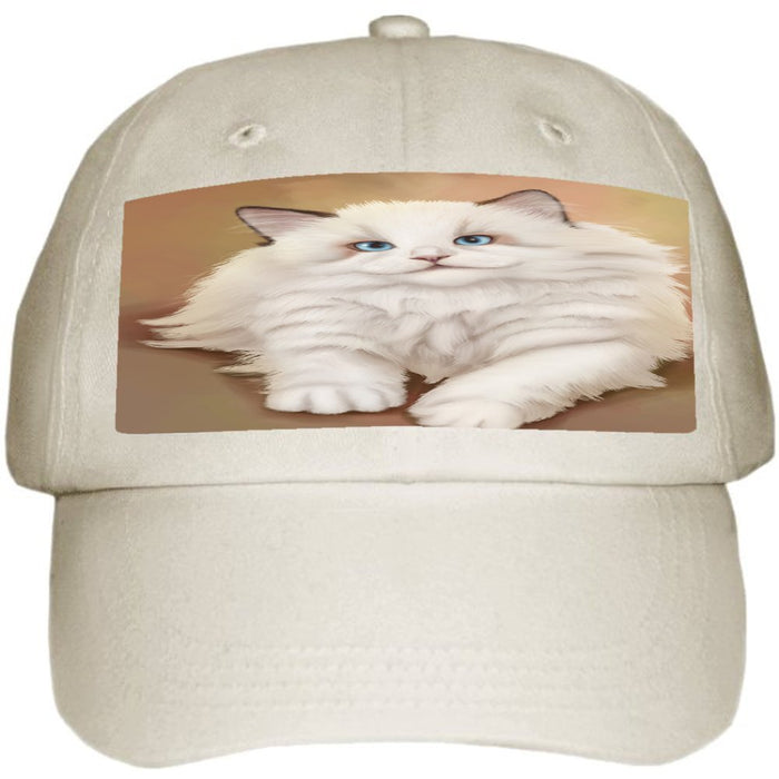 White Ragdoll Cat Ball Hat Cap Off White