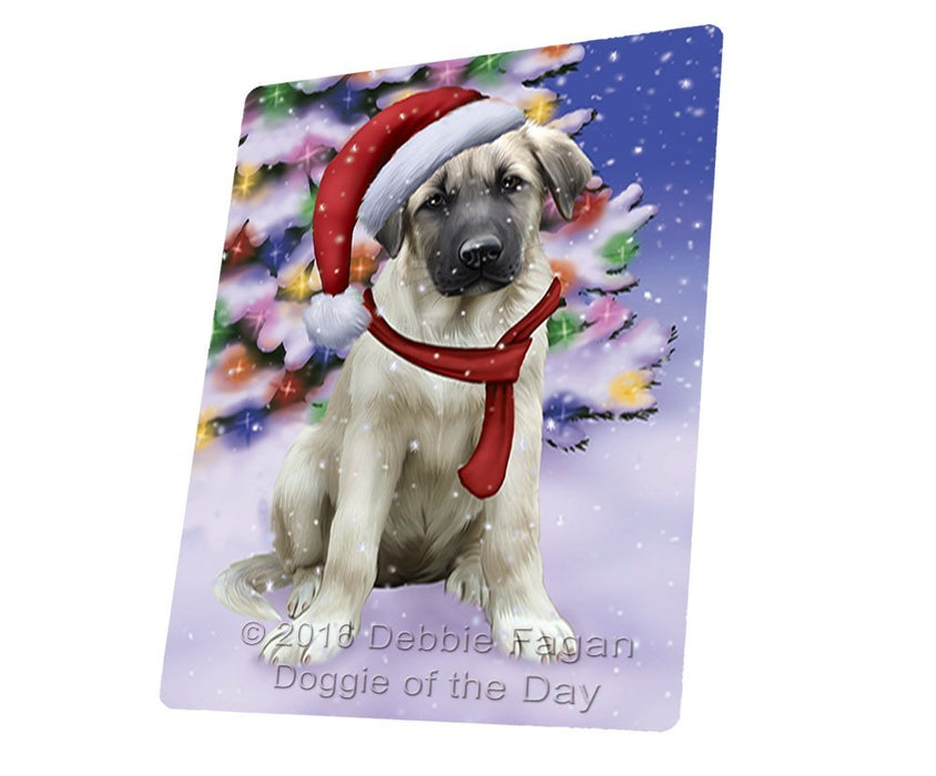 Winterland Wonderland Anatolian Shepherds Puppy Dog In Christmas Holiday Scenic Background Magnet Mini (3.5" x 2")