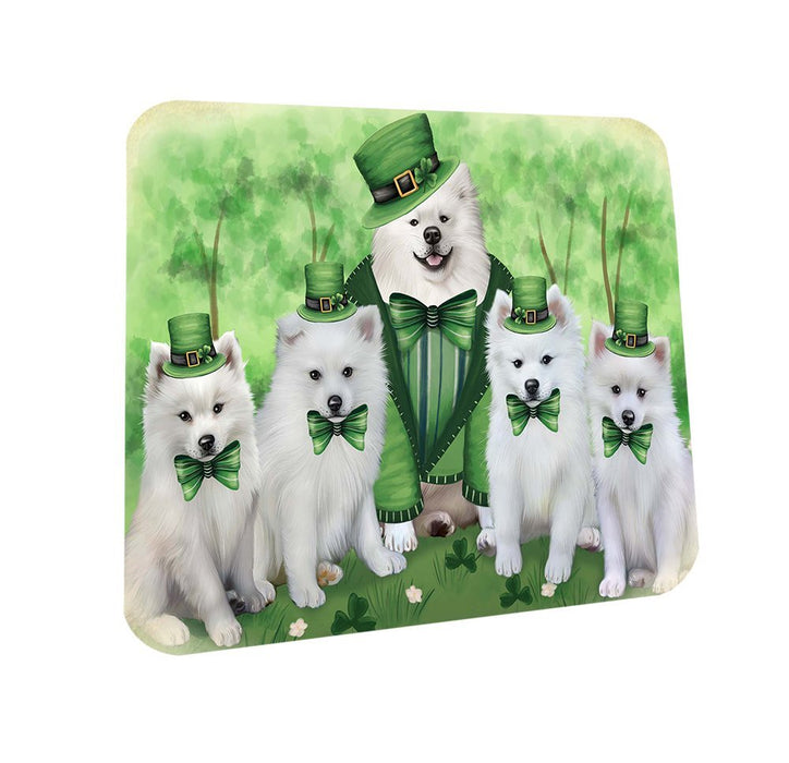 St. Patricks Day Irish Family Portrait American Eskimos Dog Coasters Set of 4 CST48410