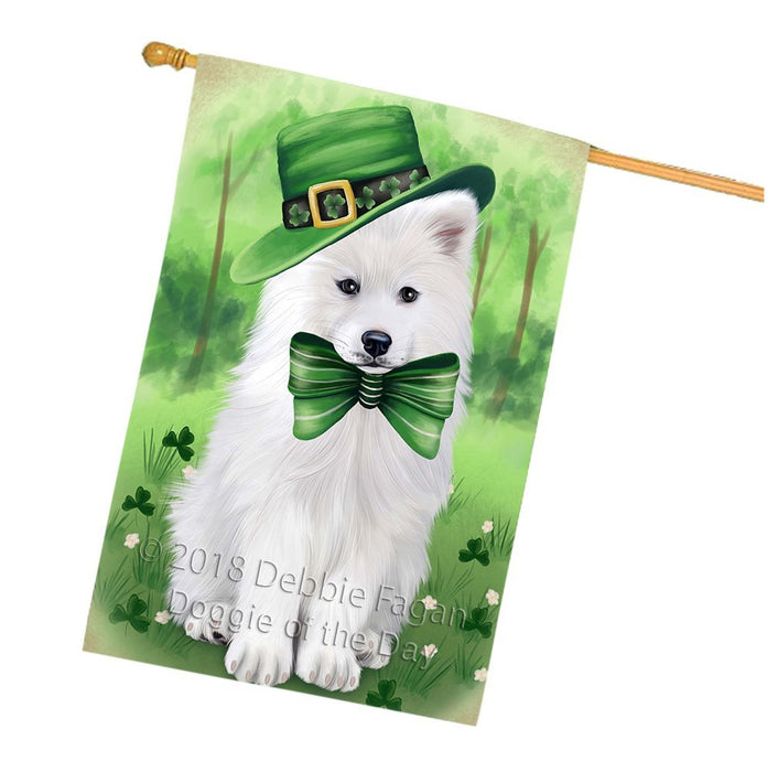 St. Patricks Day Irish Portrait Samoyed Dog House Flag FLG49219