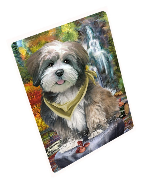 Scenic Waterfall Lhasa Apso Dog Tempered Cutting Board C52215