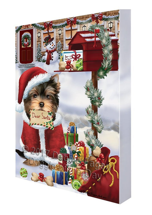 Yorkshire Terriers Dear Santa Letter Christmas Holiday Mailbox Dog Canvas Wall Art